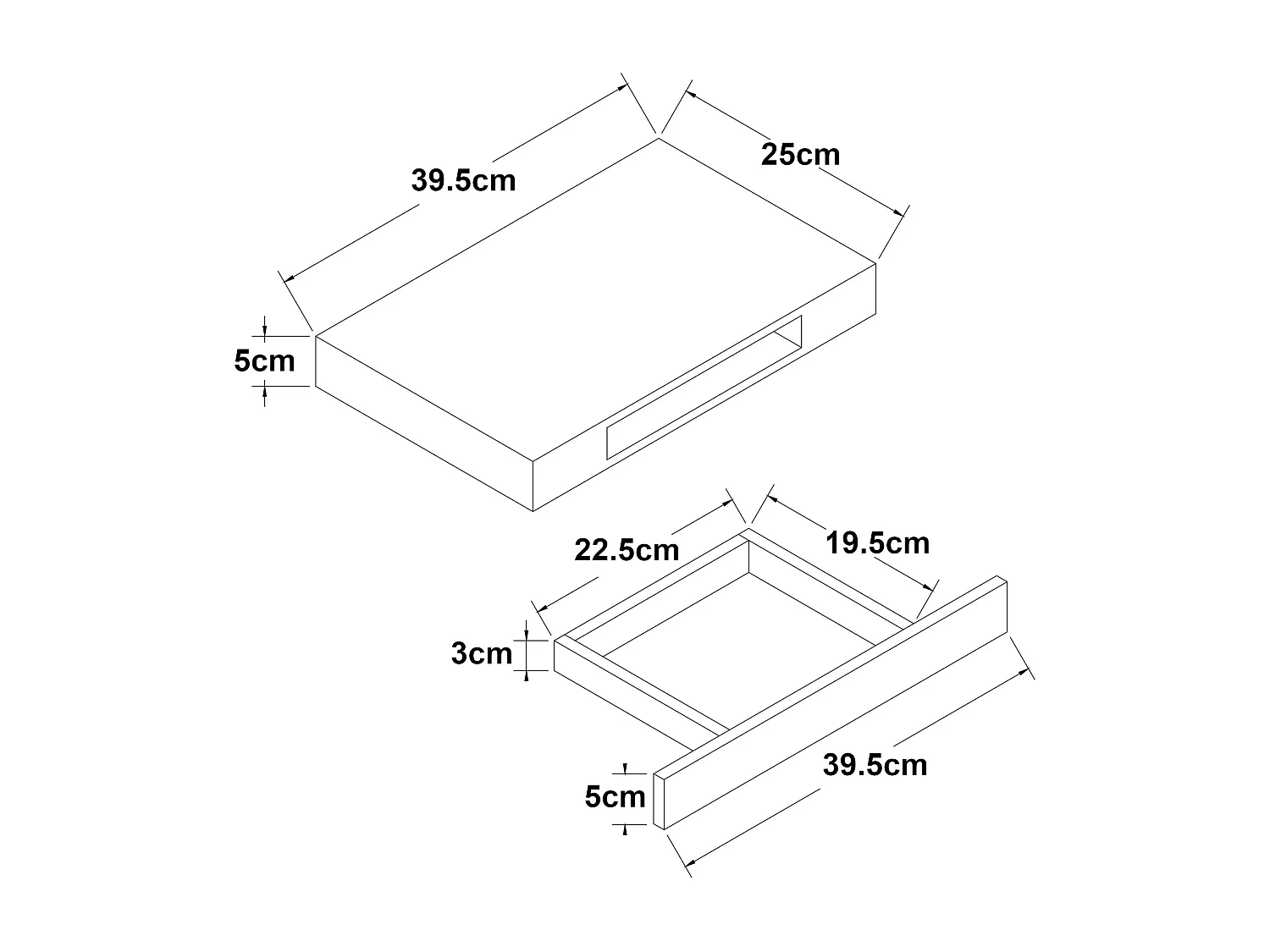 Mensola a muro con cassetto 40 x 25 x 5 cm bianco 03_0007010