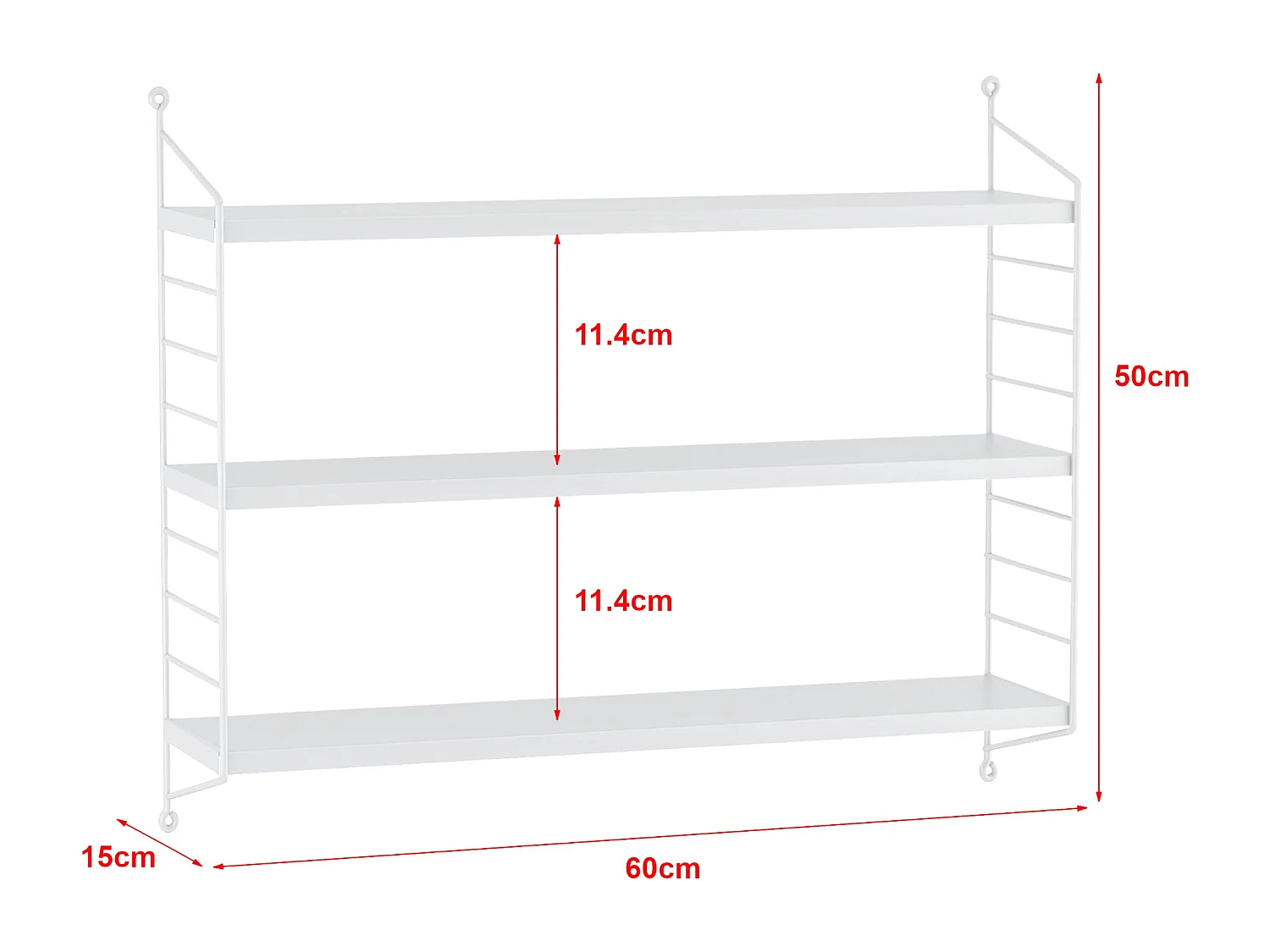 Prateleira de parede com 3 níveis modulares 50 x 60 x 15 cm branco mate 03_0007052