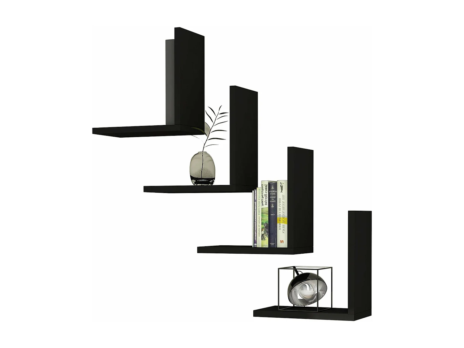 Lot de 4 étagères noire 30 x 16 x 30 cm 03_0007094