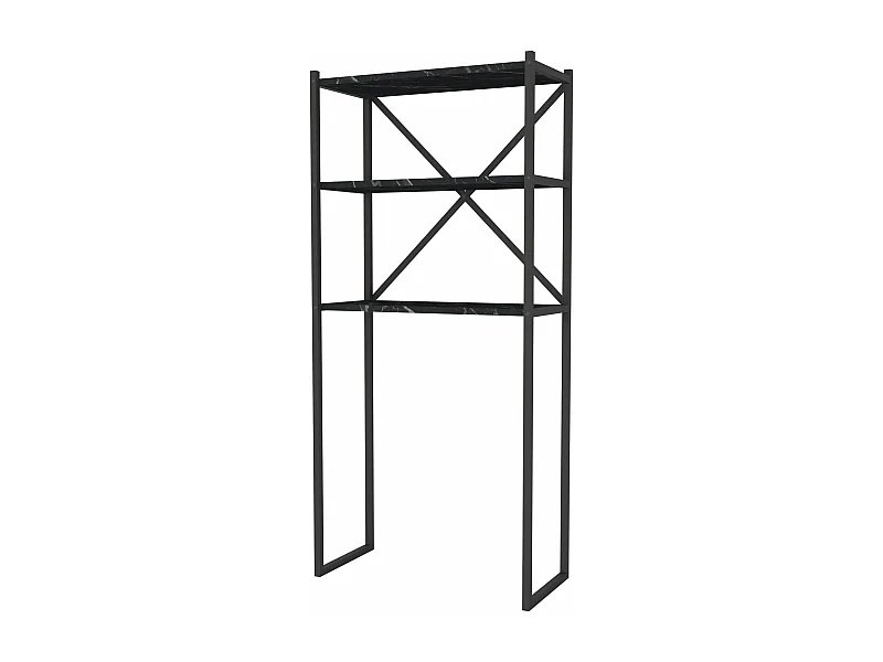 Prateleira de banheiro com 2 compartimentos de arrumação 160 x 66 x 34 cm mármore preto 03_0007000