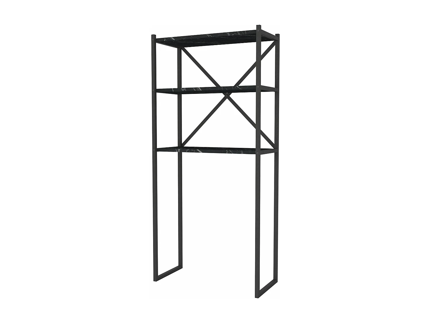 Prateleira de banheiro com 2 compartimentos de arrumação 160 x 66 x 34 cm mármore preto 03_0007000