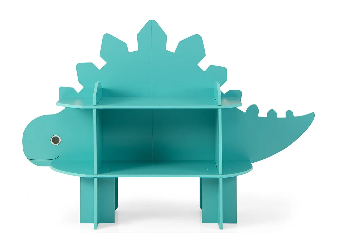 Estante de dinossauro de 2 camadas com 6 prateleiras abertas Estante anti-queda para idades de 3 a 12 anos Verde 20_0009738