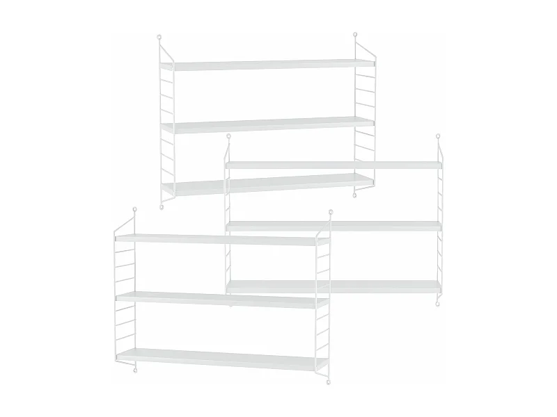 Set di 3 mensole a muro con 3 livelli modulari 50 x 60 x 15 cm bianco 03_0007107