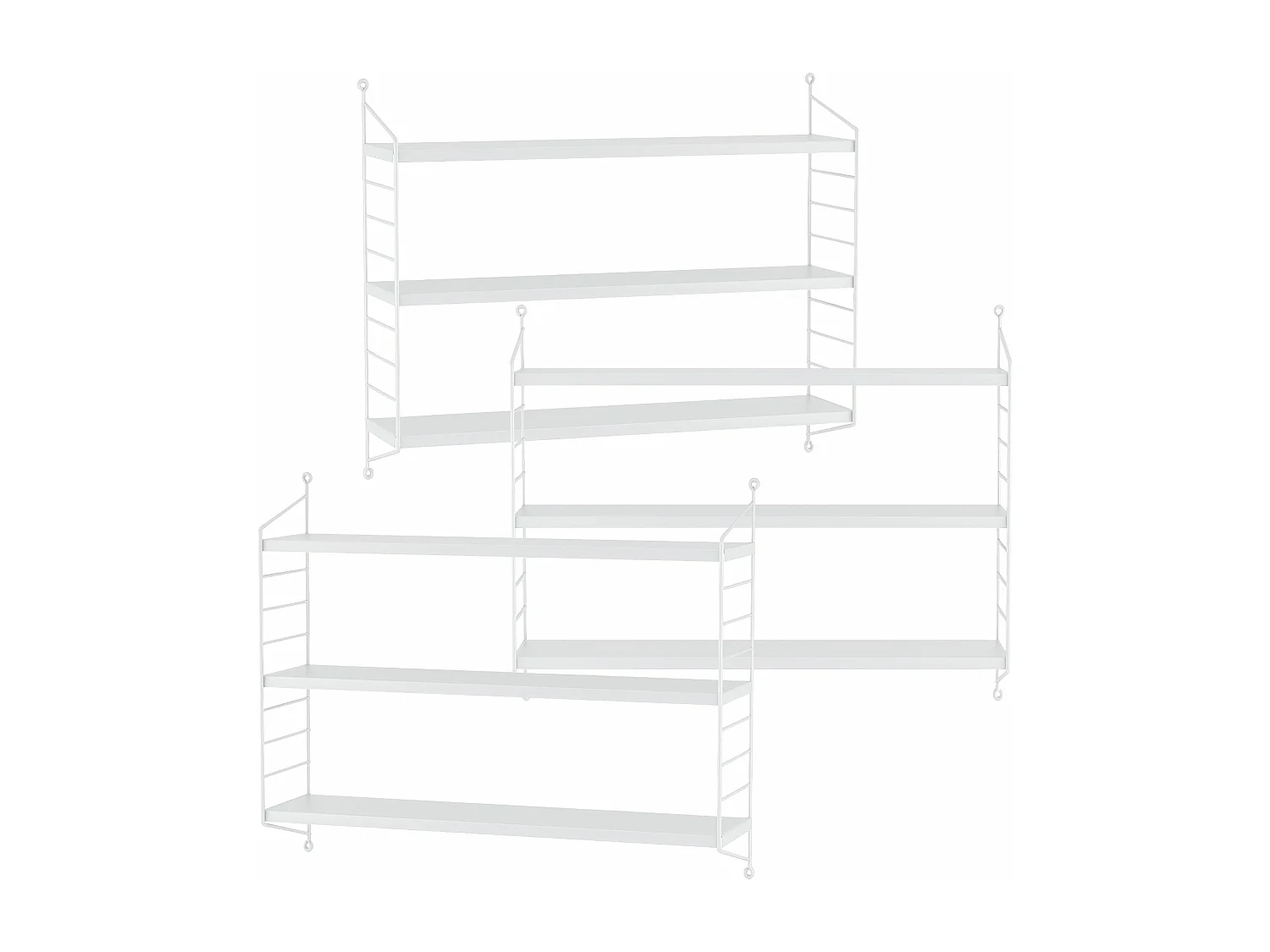 Set di 3 mensole a muro con 3 livelli modulari 50 x 60 x 15 cm bianco 03_0007107