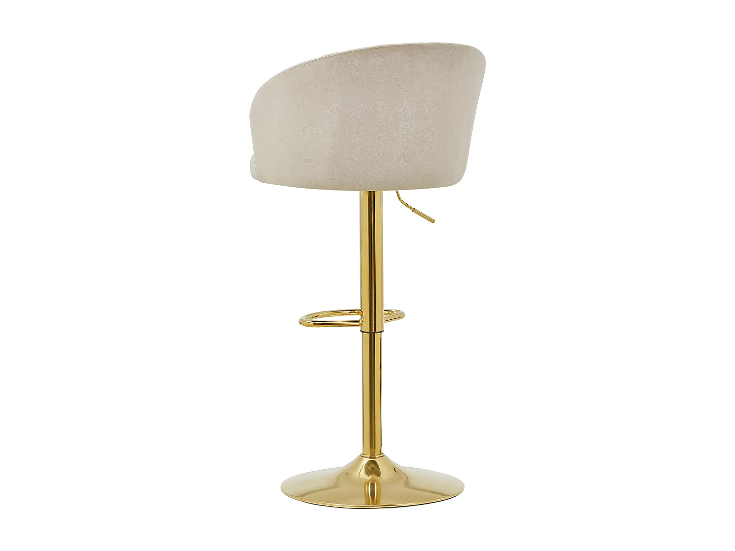 Lot de 2 tabourets de bar en velours et métal doré - Hauteur réglable - Beige - DORALIZ