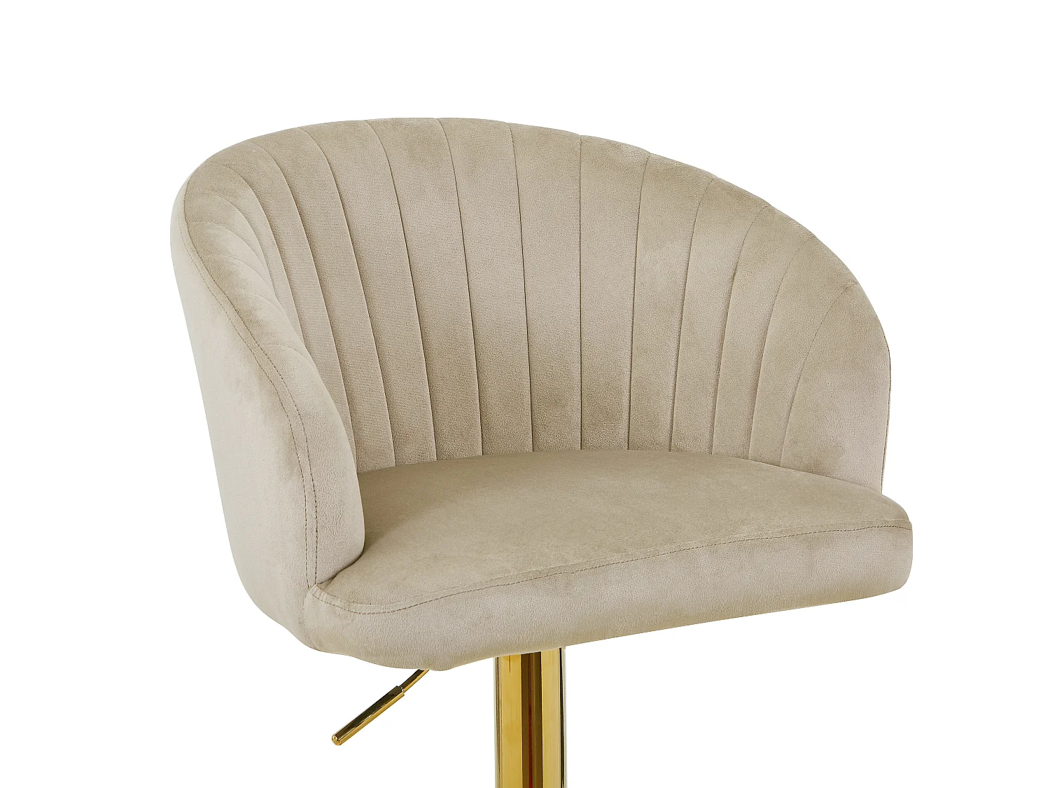 Lot de 2 tabourets de bar en velours et métal doré - Hauteur réglable - Beige - DORALIZ