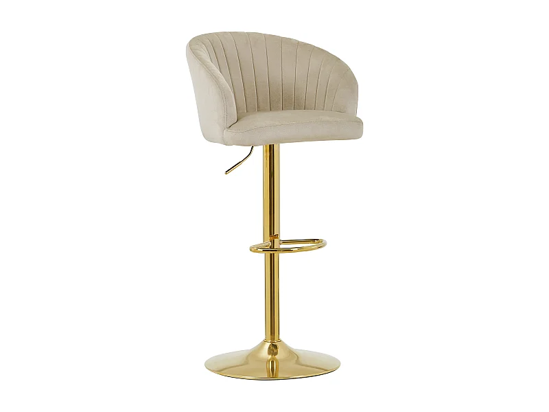 Set von 2 Barhockern aus Samt und vergoldetem Metall - Höhenverstellbar - Beige - DORALIZ