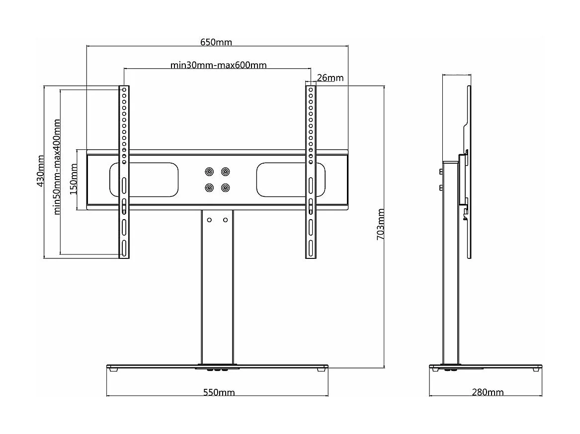 Support TV sur pied 65 x 28 x 70.3 cm 2502008