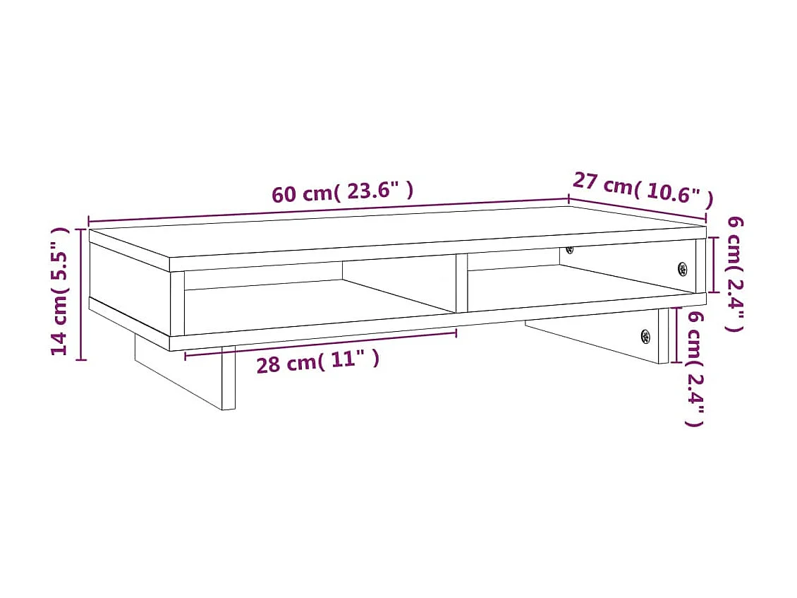 Supporto per monitor 60 x 27 x 14 cm legno massello di pino marrone 02_0021133