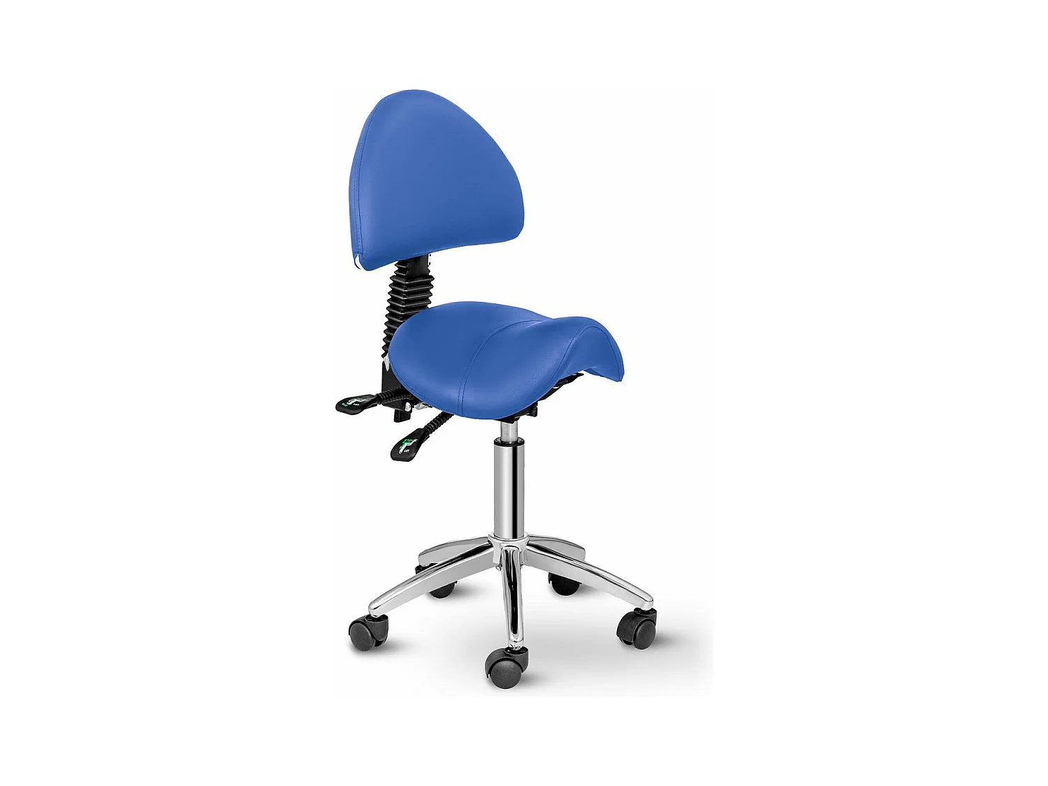 Taburete tipo silla de montar con respaldo azul 14_0003500