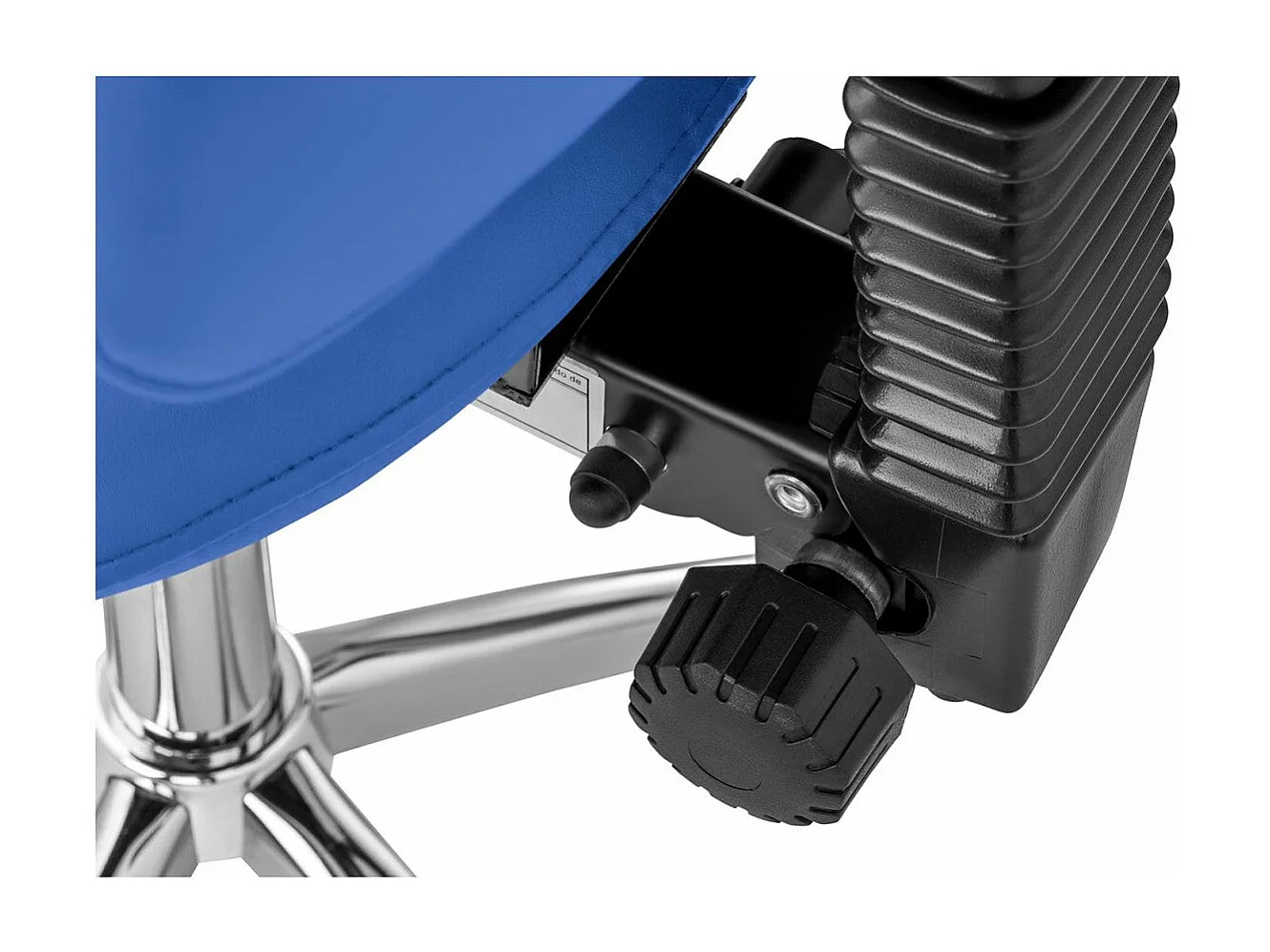 Sgabello a forma di sella con schienale blu 14_0003500