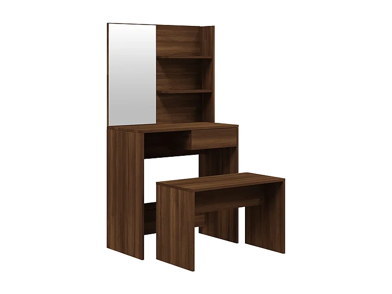 Juego de tocador de diseño contemporáneo 74,5 x 40 x 141 cm roble marrón 02_0006238