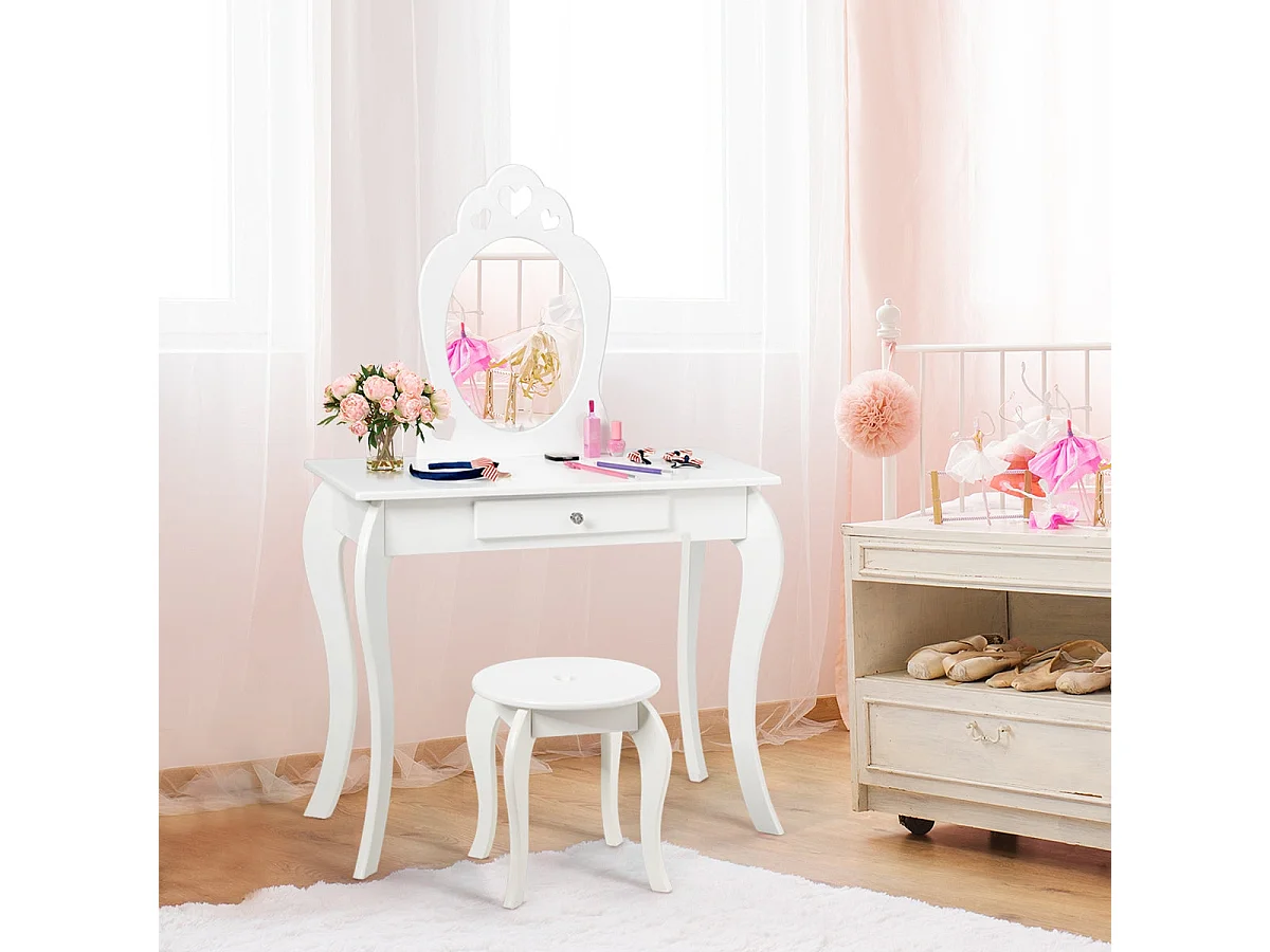 Coiffeuse enfant avec miroir blanche 70 x 34 x 105 cm 20_0008324