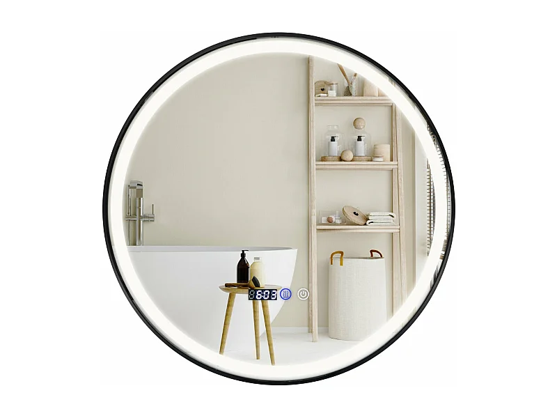 Specchio bagno rotondo led antiappannamento 3 colori funzione memory display tempo/temperatura infrangibile diametro 60 cm 20_0005044