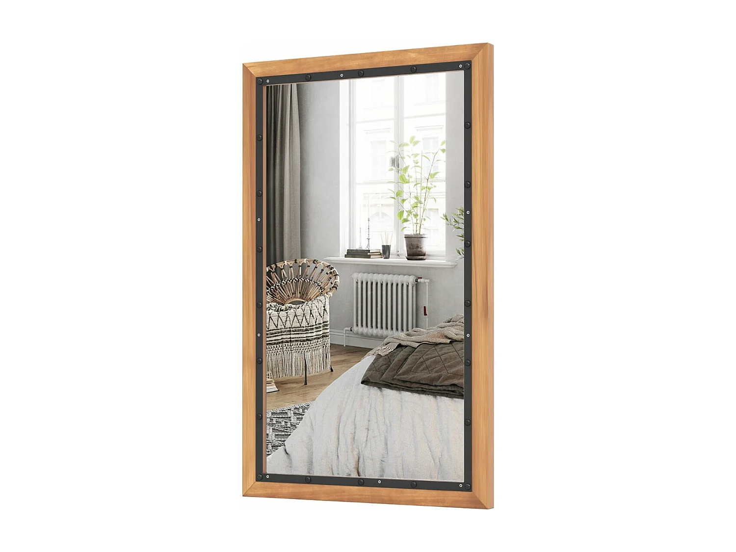 Espelho decorativo com moldura de madeira 50 x 90 cm espelho decorativo de parede rústico 20_0005045