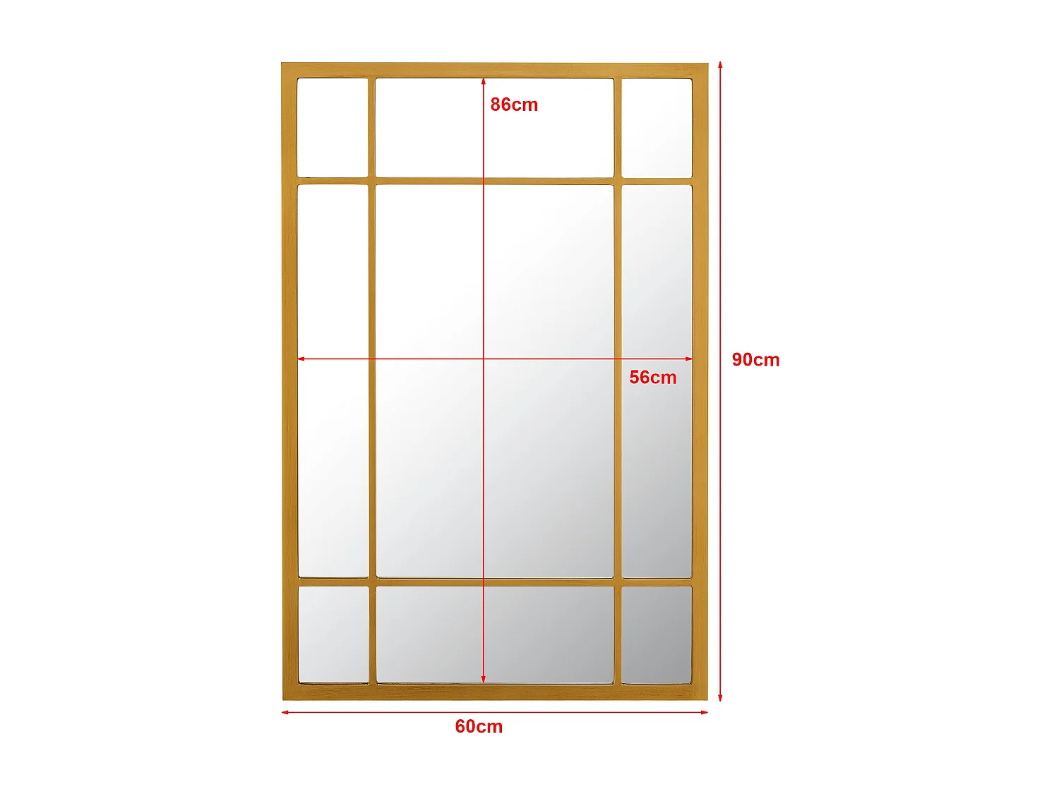 Espejo de pared rectangular 90 x 60 cm dorado 03_0007895