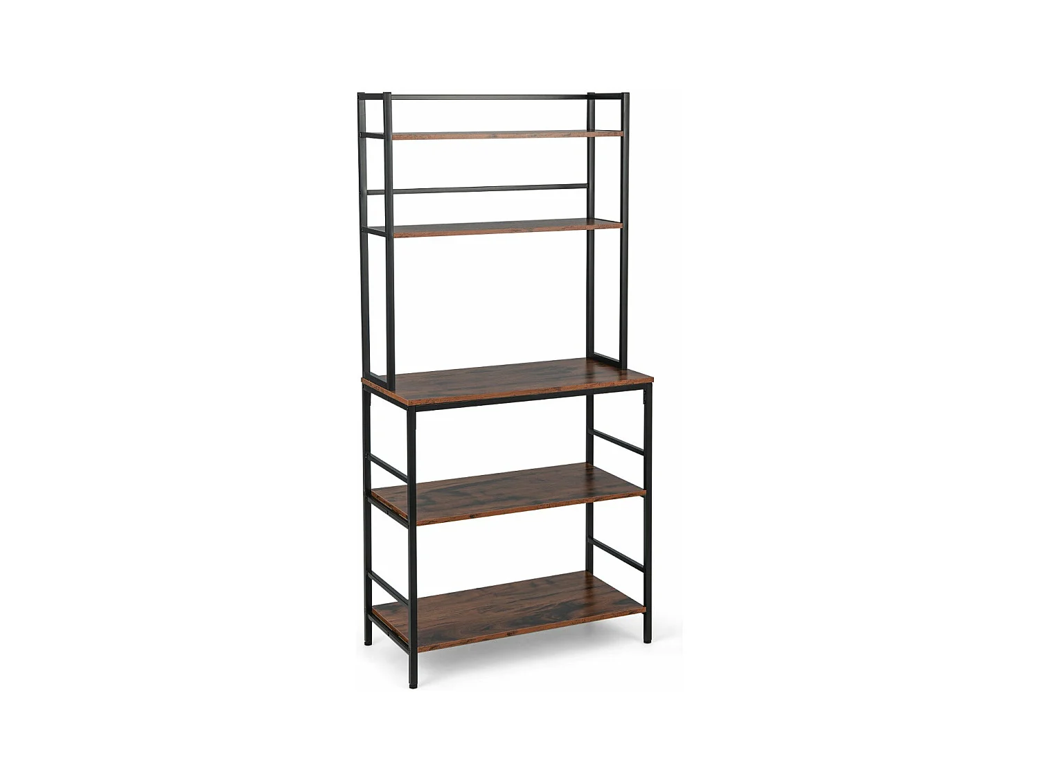 Ripiano cucina supporto forno microonde 5 livelli con piedini antiscivolo regolabili stile industriale marrone 20_0005344