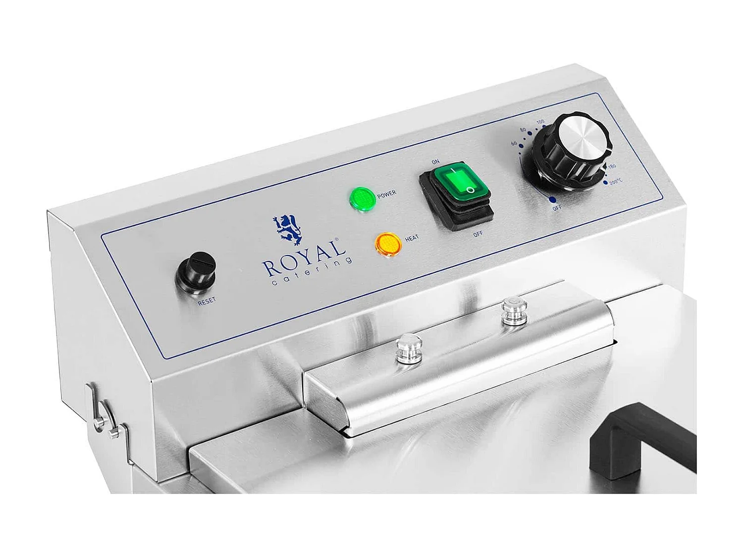 Freidora eléctrica de 13 litros 5000 vatios grifo de vaciado zona fría sobre mueble profesional de acero inoxidable 14_0003985