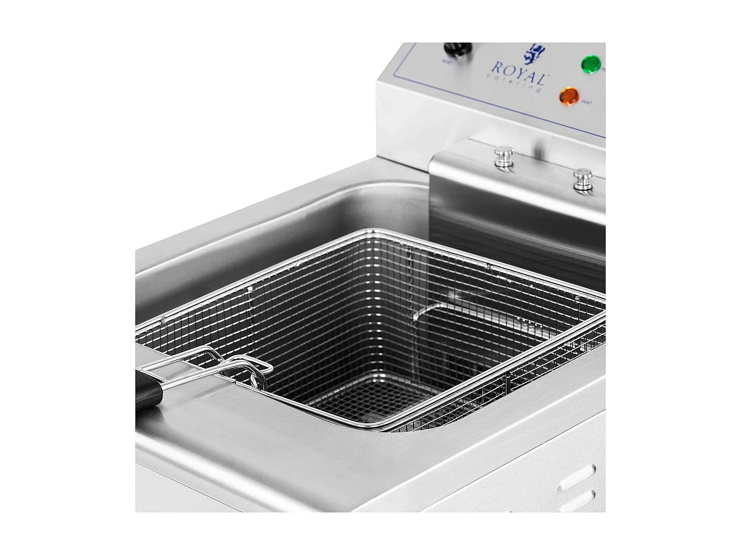 Freidora eléctrica de 13 litros 5000 vatios grifo de vaciado zona fría sobre mueble profesional de acero inoxidable 14_0003985