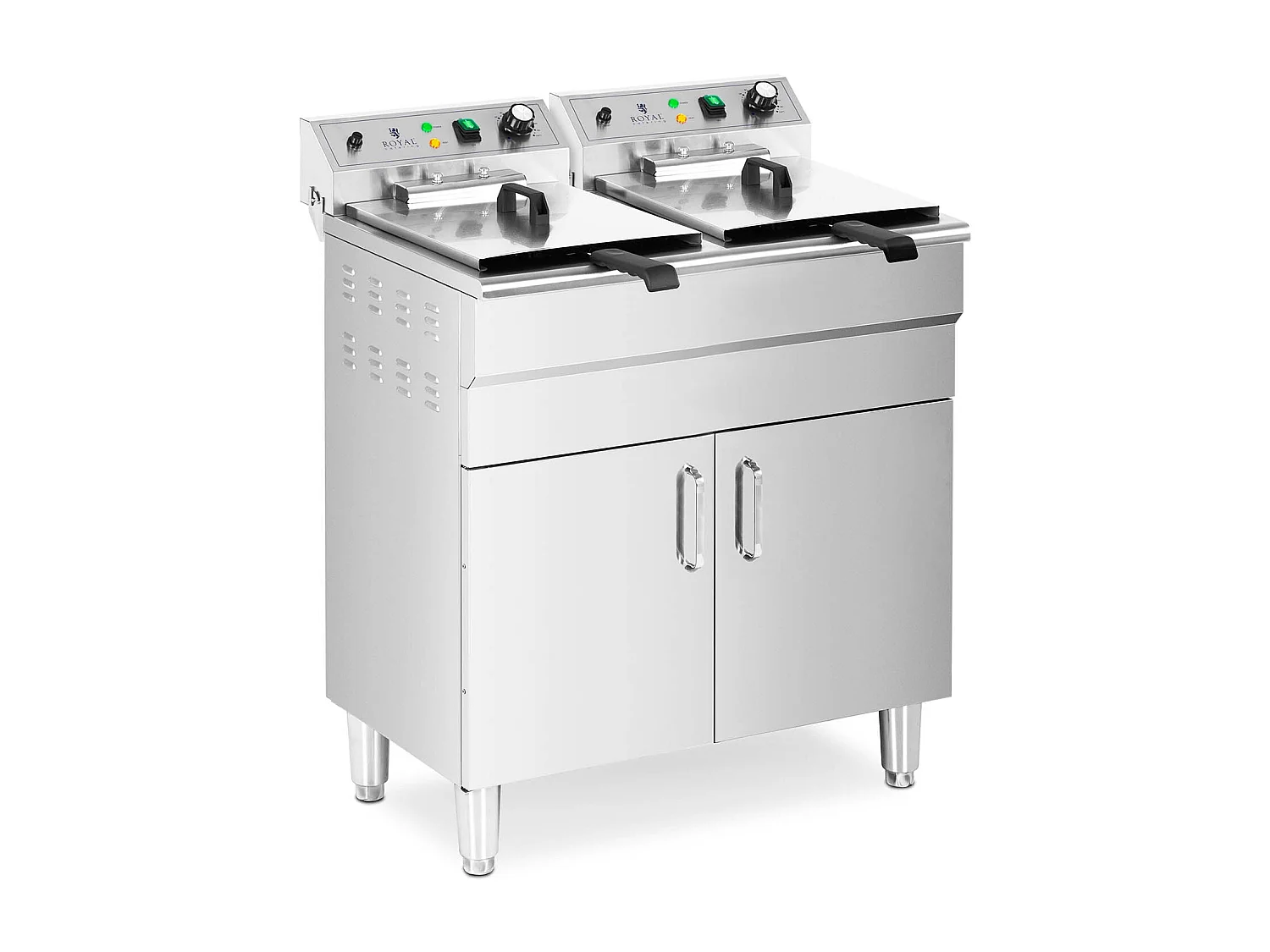 Fritadeira elétrica dupla 26 litros 10.000 watts torneira zona fria armário profissional aço inoxidável 14_0003983