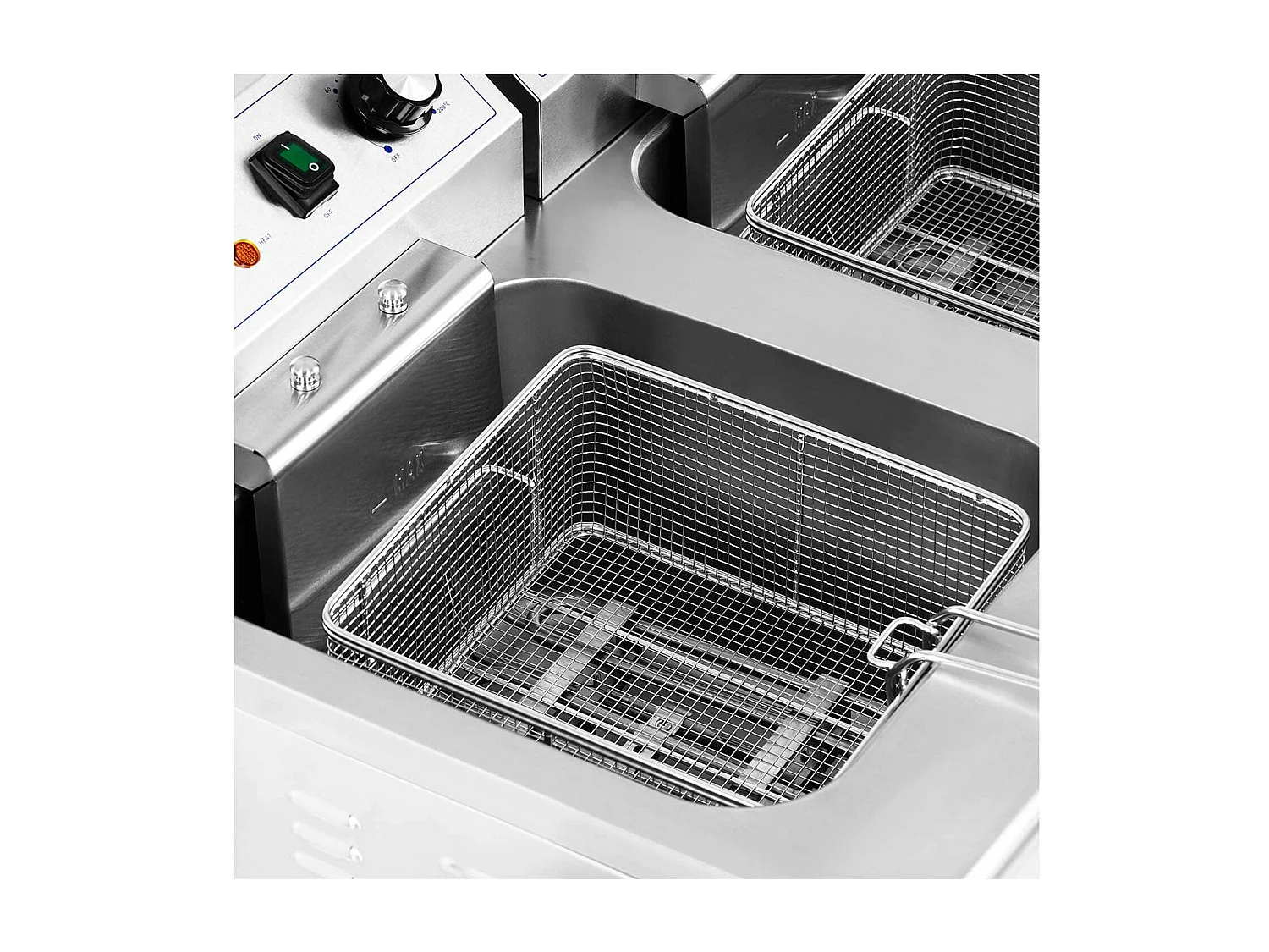 Friggitrice elettrica doppia 26 litri 10.000 watt rubinetto zona fredda mobiletto professionale acciaio inox 14_0003983