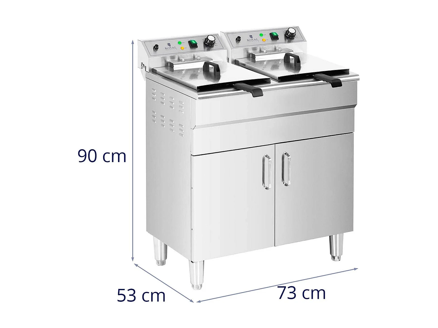 Friggitrice elettrica doppia 26 litri 10.000 watt rubinetto zona fredda mobiletto professionale acciaio inox 14_0003983
