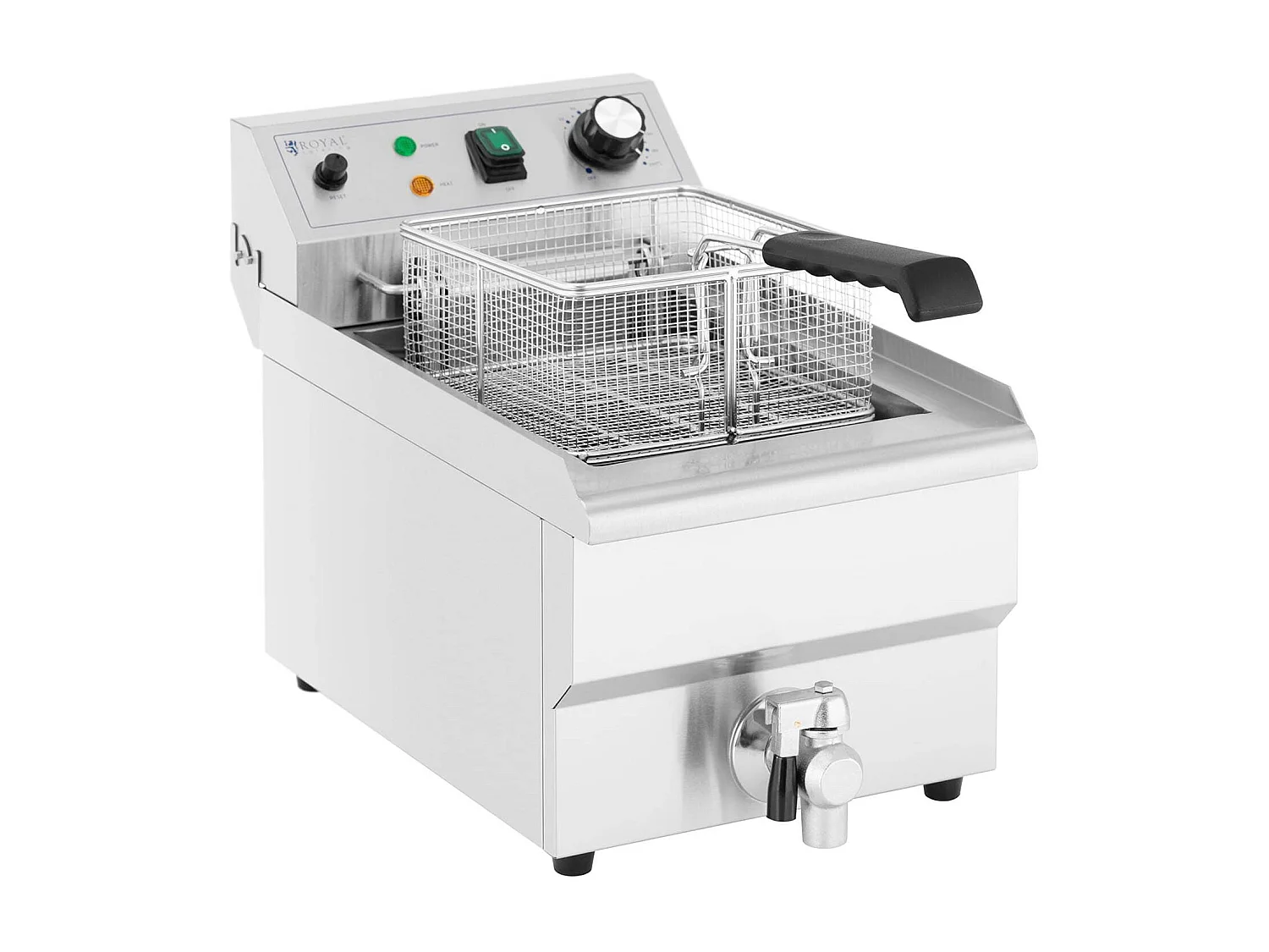 Friggitrice elettrica 9 litri 3.000 watt valvola di scarico professionale zona fredda acciaio inox 14_0003988