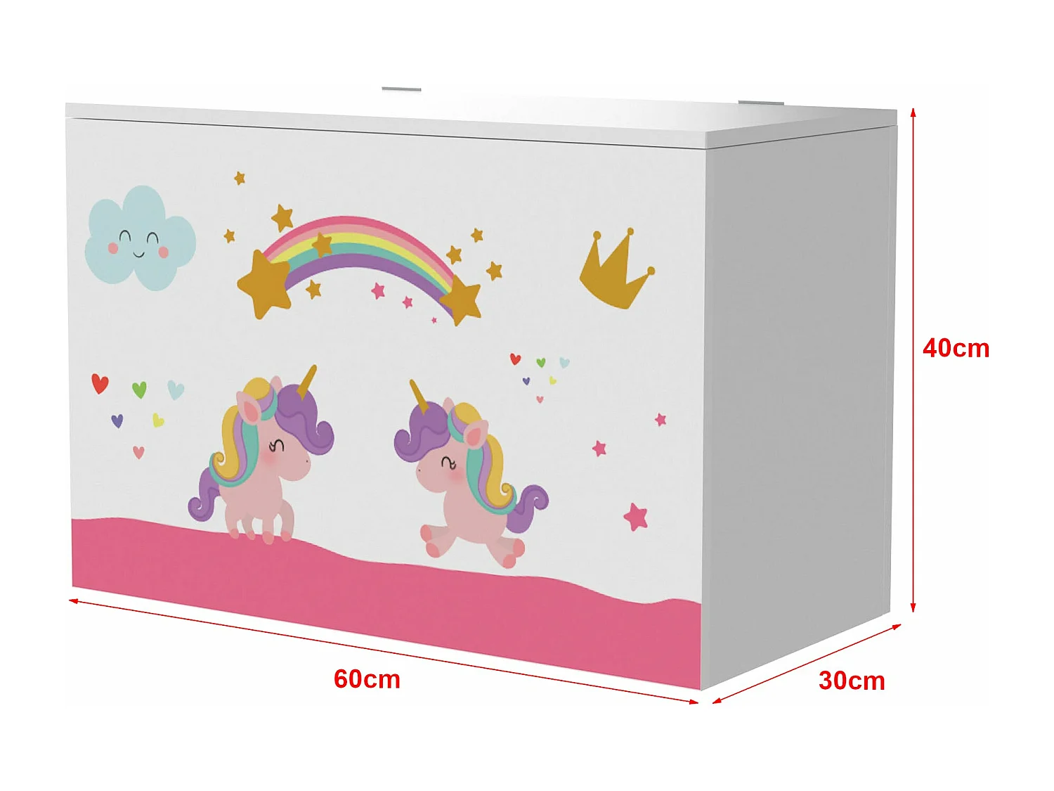 Caixa de armazenamento infantil 40 x 60 x 30 cm branco / roxo / rosa 03_0006813