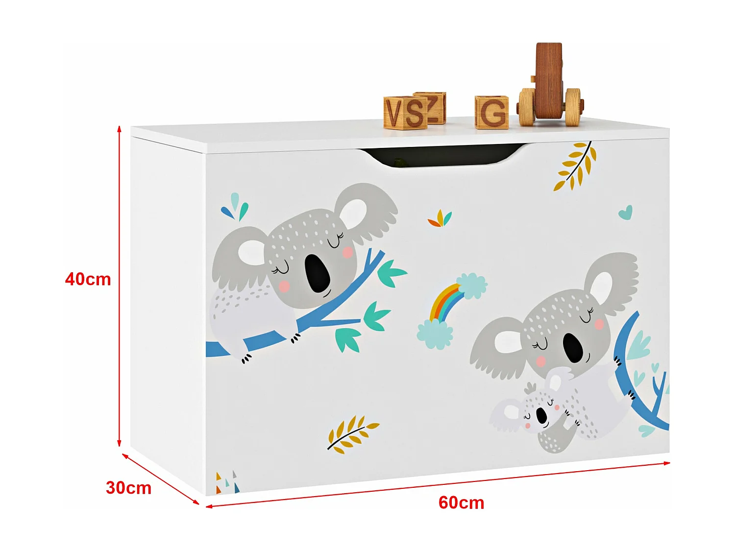 Caixa de armazenamento infantil 40 x 60 x 30 cm branco / cinza / azul 03_0006811
