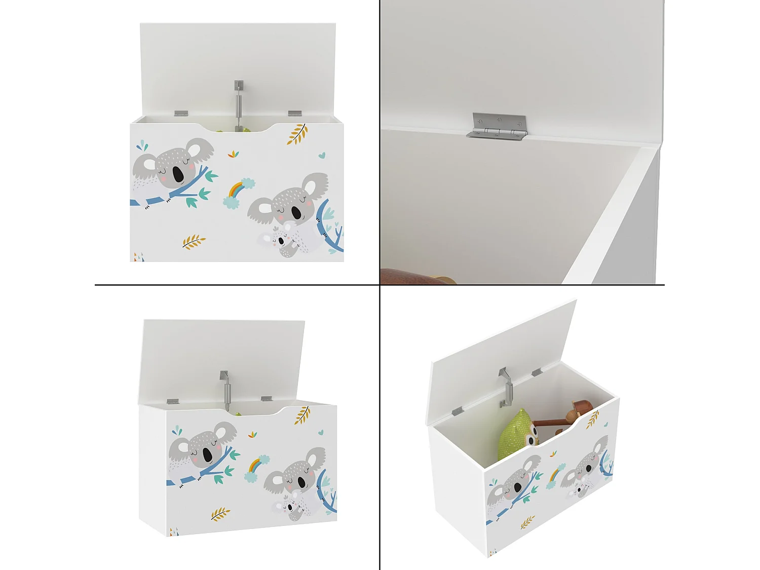 Caixa de armazenamento infantil 40 x 60 x 30 cm branco / cinza / azul 03_0006811