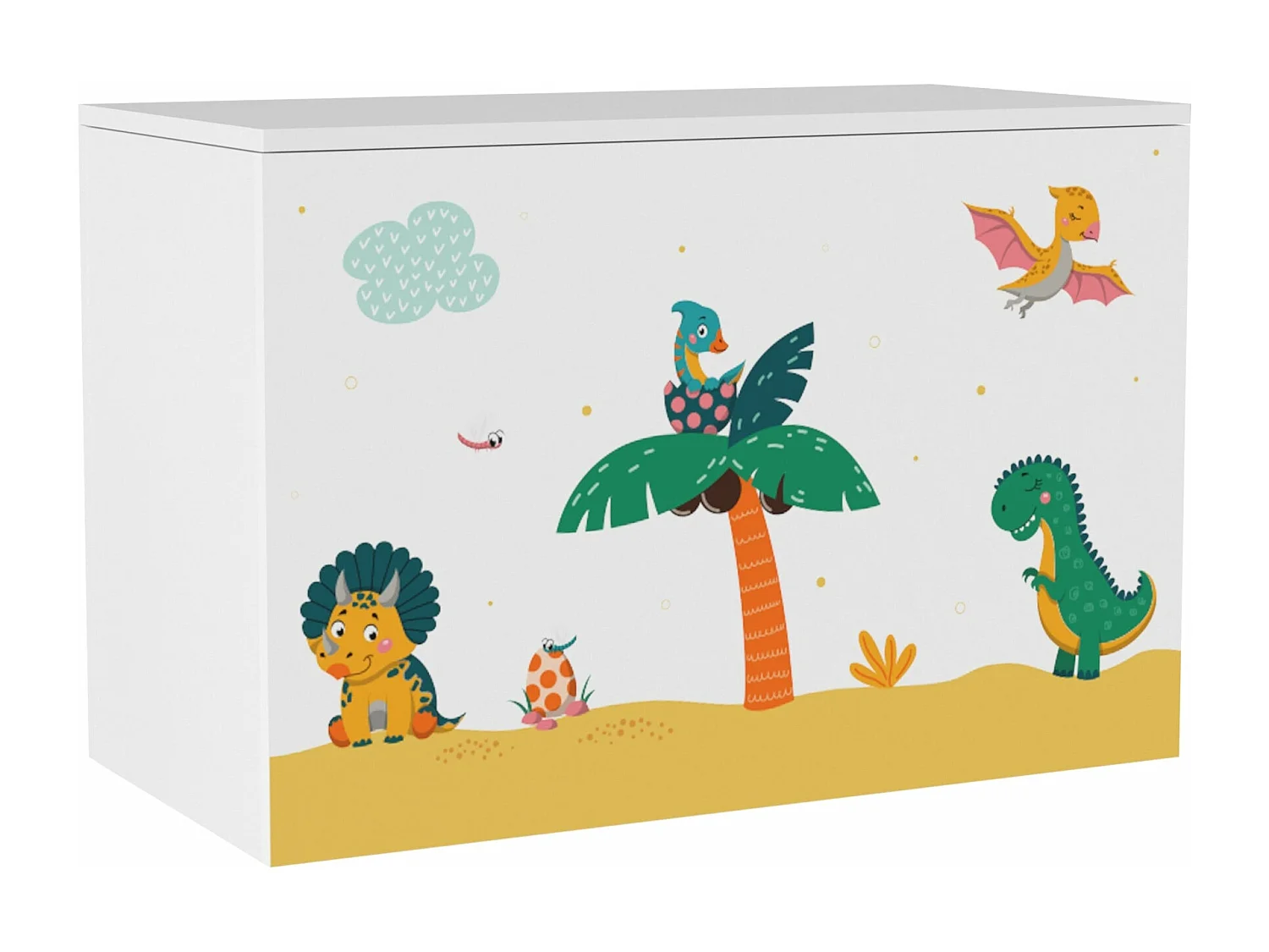 Scatola portaoggetti per bambini 40 x 60 x 30 cm bianco/verde/giallo 03_0006812