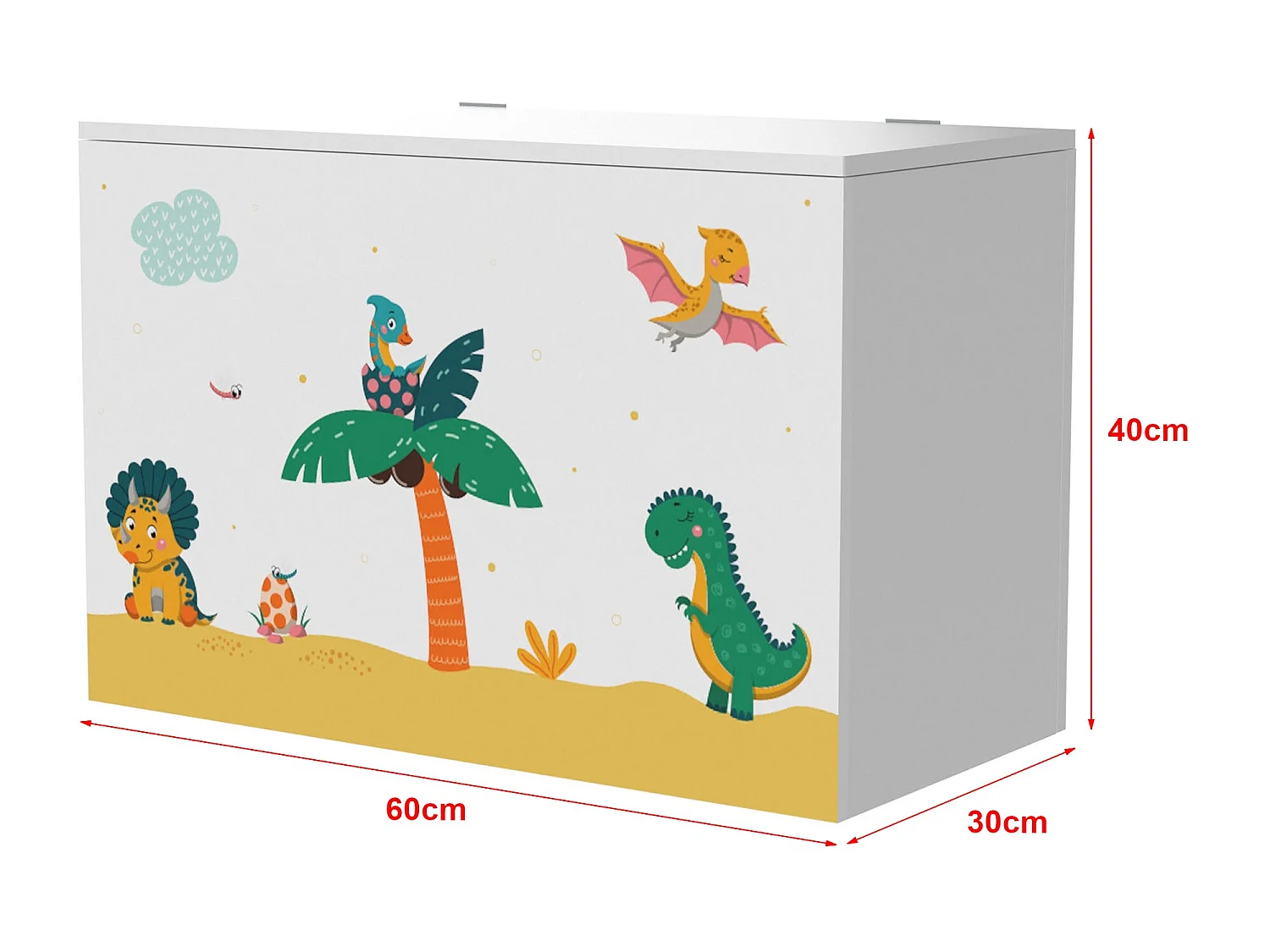 Caixa de armazenamento infantil 40 x 60 x 30 cm branco / verde / amarelo 03_0006812