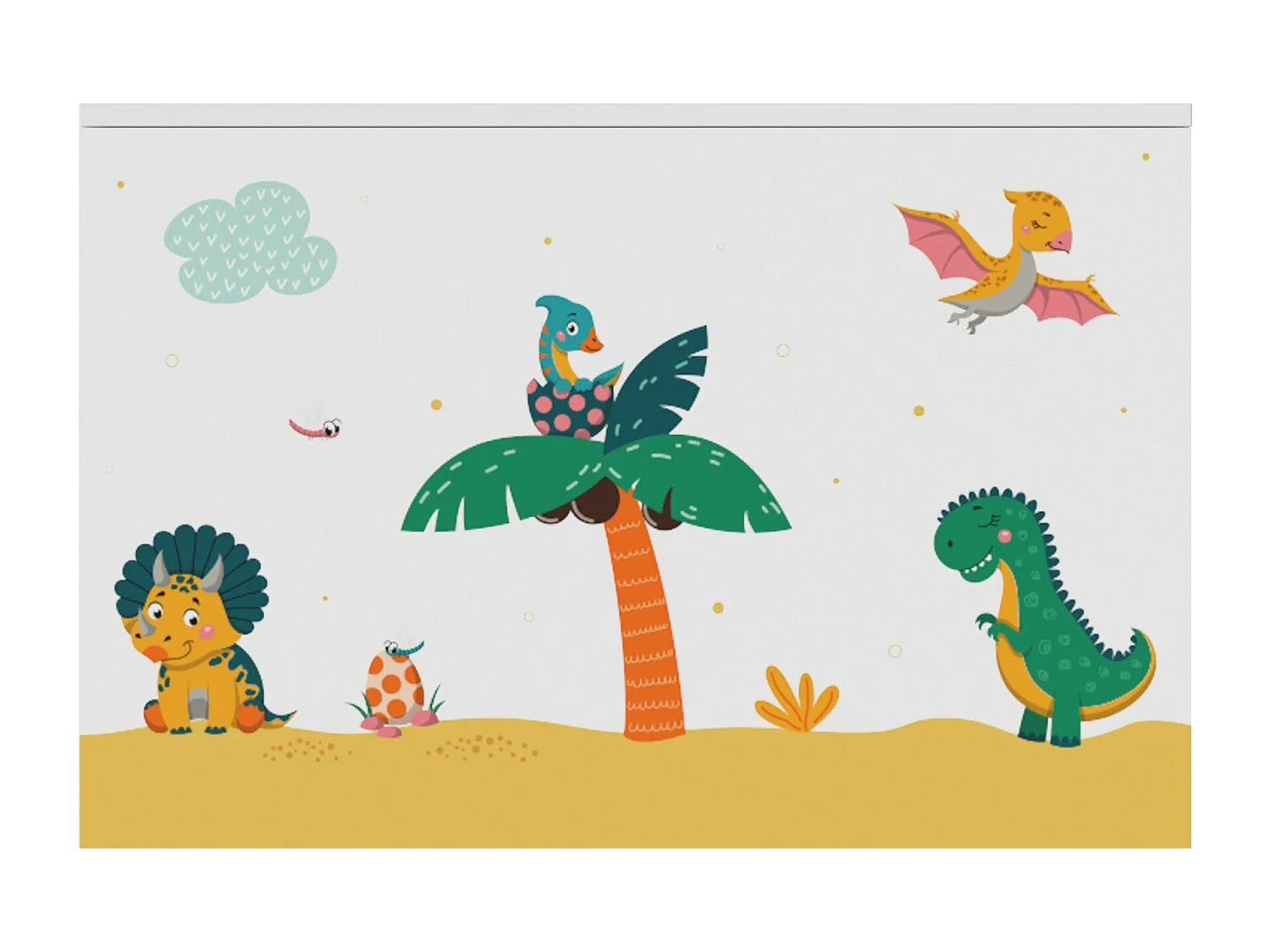 Caixa de armazenamento infantil 40 x 60 x 30 cm branco / verde / amarelo 03_0006812