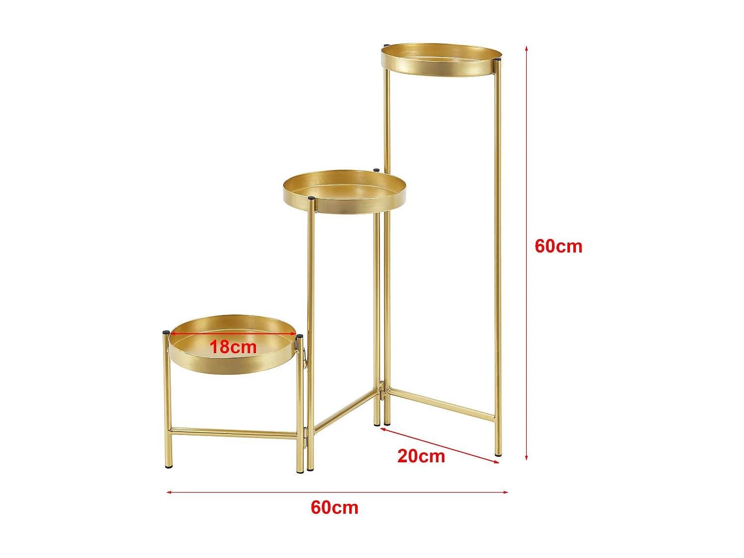 Supporto per piante (con 3 vasi) ottone metallo 03_0007684