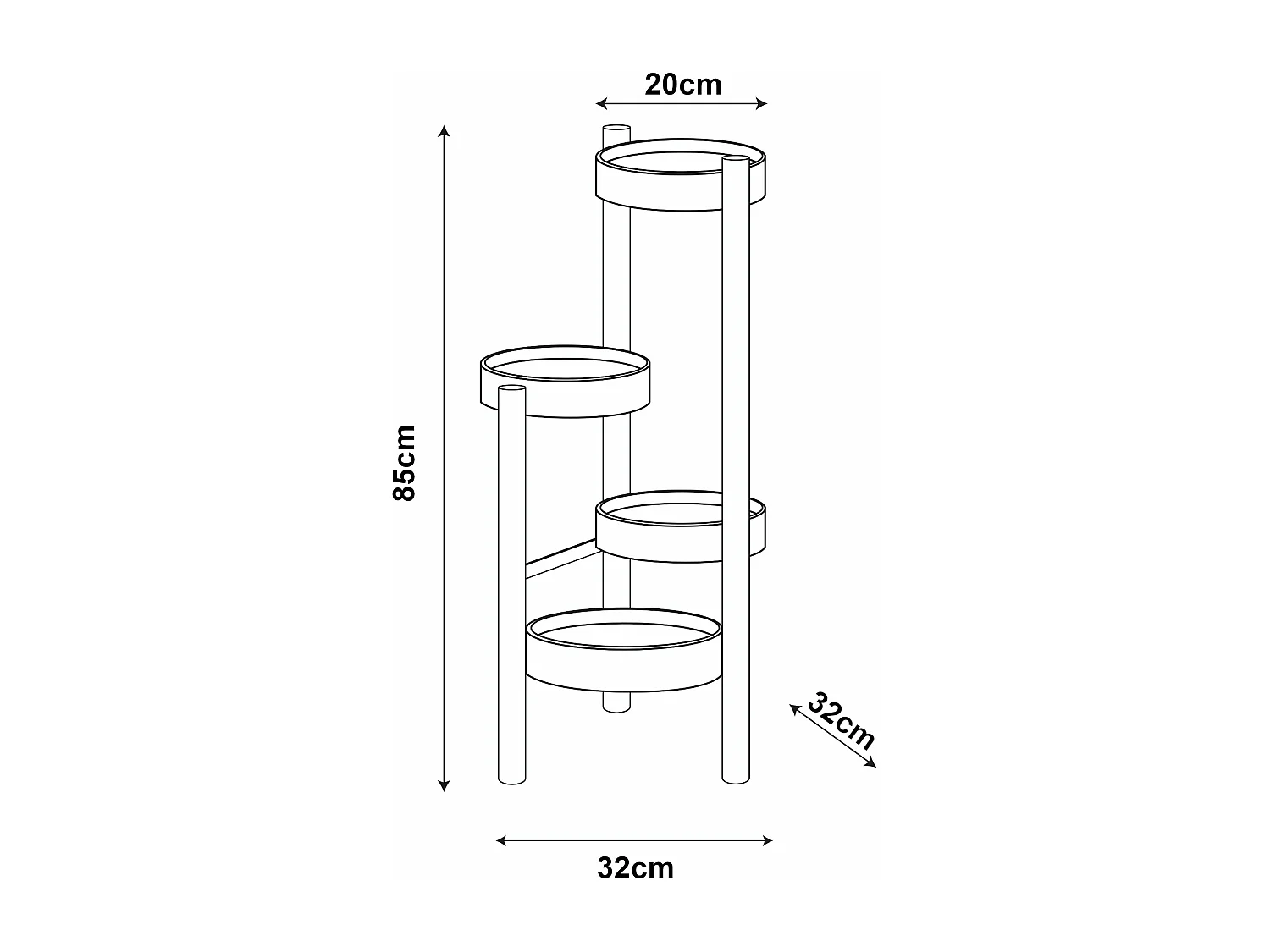 Prateleira para plantas Sastamala com 4 níveis de plástico de bambu 85 x 32 x 32 cm branco natural 03_0007718