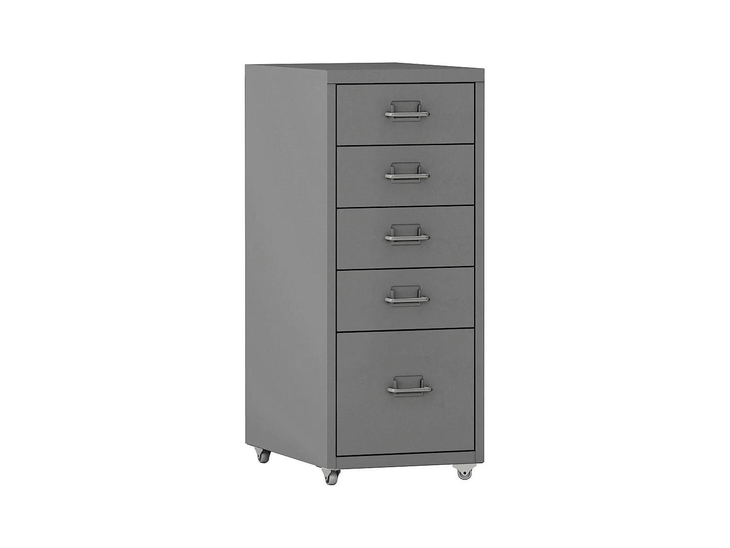 Cassetta portaoggetti da ufficio per cartellette documenti forniture per ufficio su ruote con 5 cassetti 69 x 28 x 41 cm grigio 03_0006329