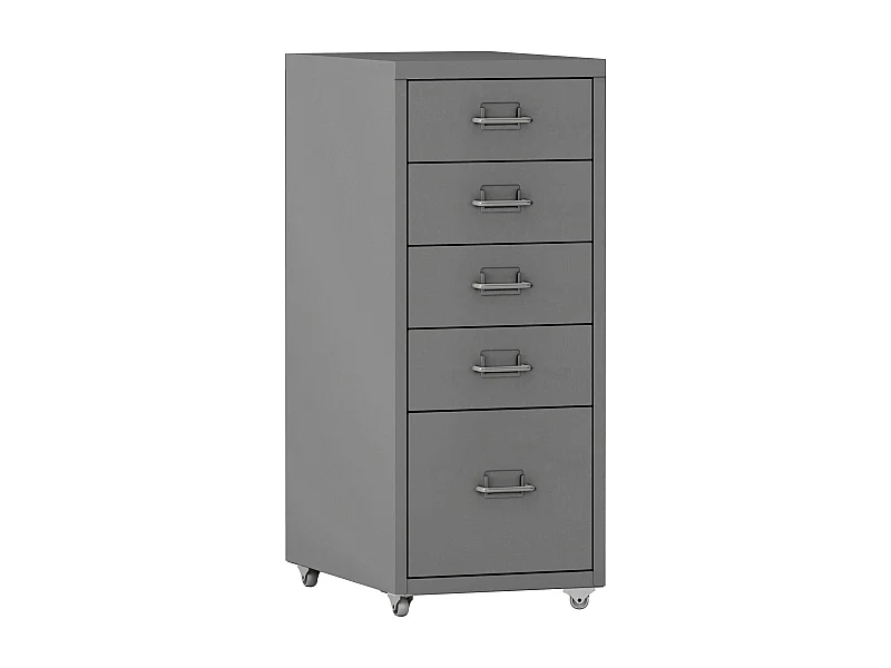Mueble de oficina con pedestal para documentos, archivos, material de oficina, con ruedas, 5 cajones, 69 x 28 x 41 cm, gris 03_0006329