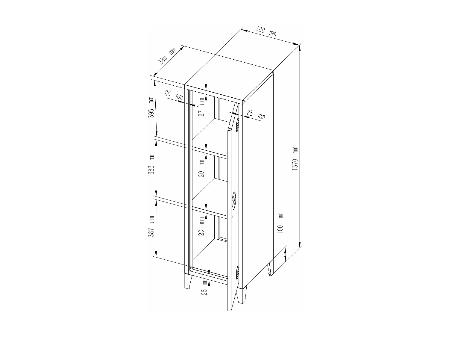 Armário de metal com fechadura 137 x 38 x 38 cm branco 03_0006360