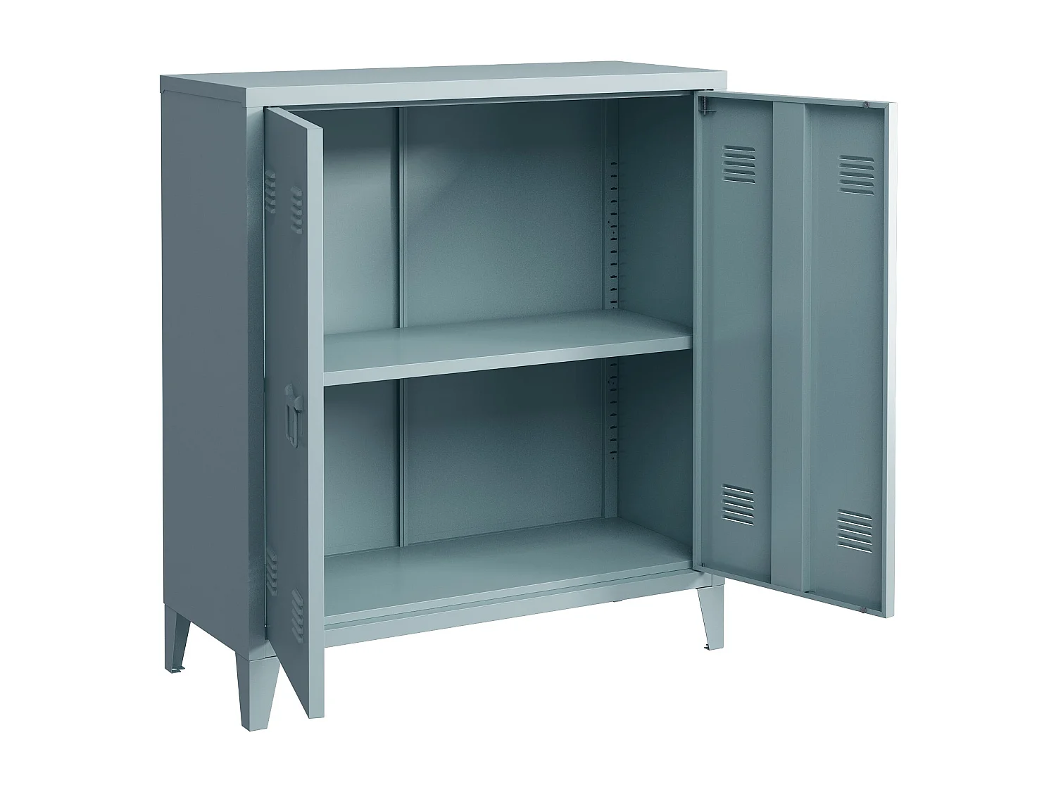 Armário de armário de escritório para oficina de escritório quarto metal escritório aço com 2 portas 90 x 80 x 33 cm cinza-azul 03_0006339