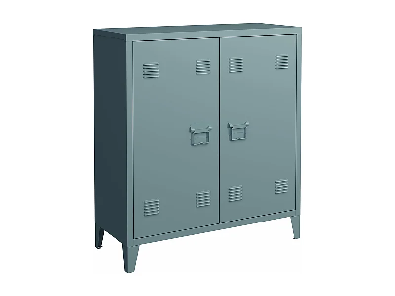 Armário de armário de escritório para oficina de escritório quarto metal escritório aço com 2 portas 90 x 80 x 33 cm cinza-azul 03_0006339