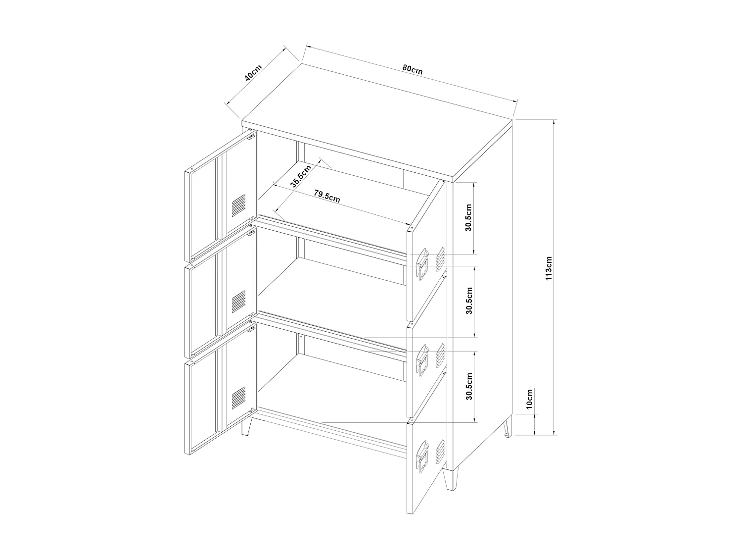 Armadio da ufficio armadietto da ufficio per soggiorno ufficio camera da letto officina metallo acciaio 113 x 80 x 40 cm nero 03_0006325