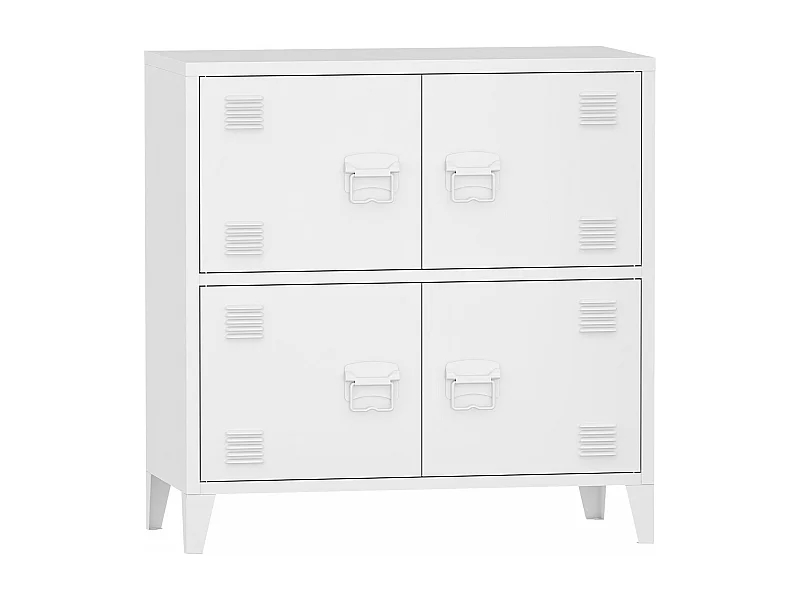 Mueble de oficina Taquilla de oficina mueble de almacenaje para salón oficina dormitorio taller de metal con 4 puertas de acero 82 x 80 x 40 cm blanco 03_0006326