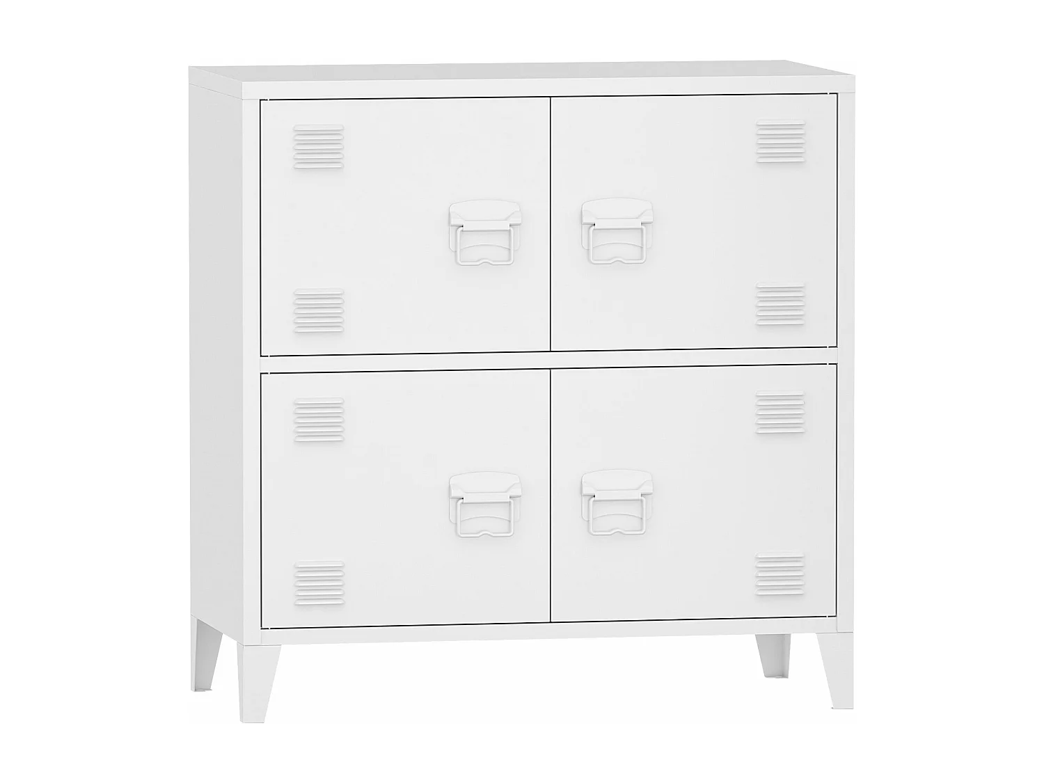 Mueble de oficina Taquilla de oficina mueble de almacenaje para salón oficina dormitorio taller de metal con 4 puertas de acero 82 x 80 x 40 cm blanco 03_0006326