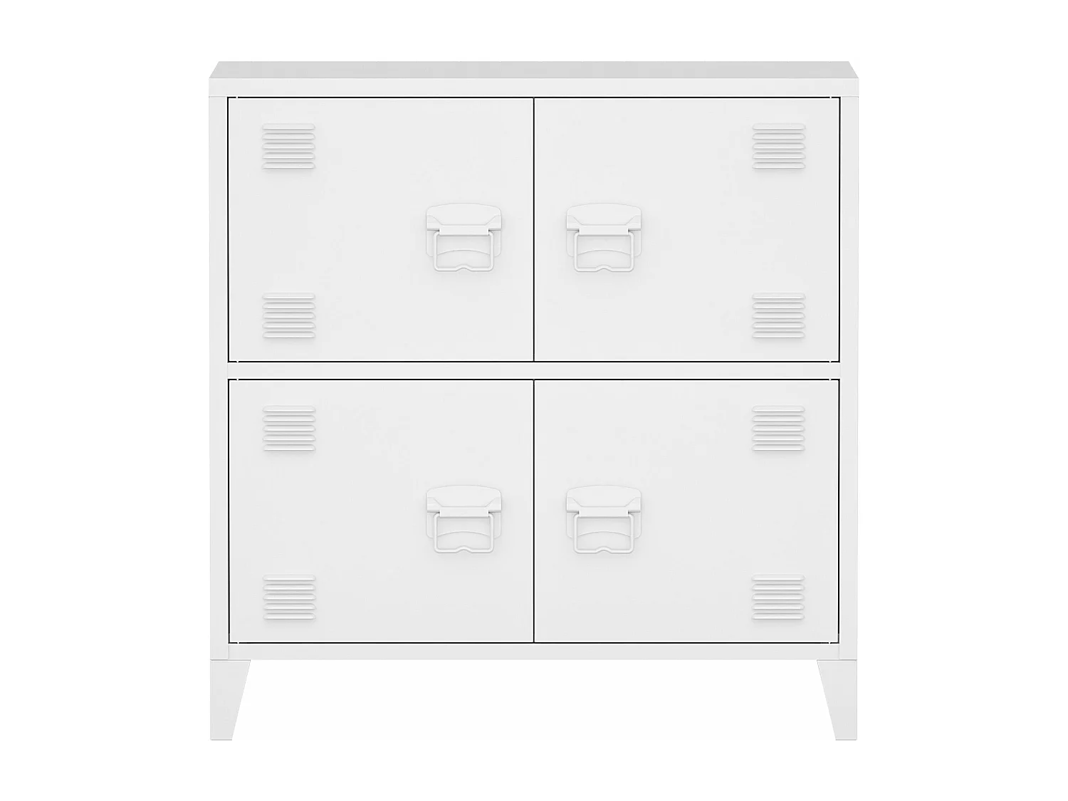 Mueble de oficina Taquilla de oficina mueble de almacenaje para salón oficina dormitorio taller de metal con 4 puertas de acero 82 x 80 x 40 cm blanco 03_0006326