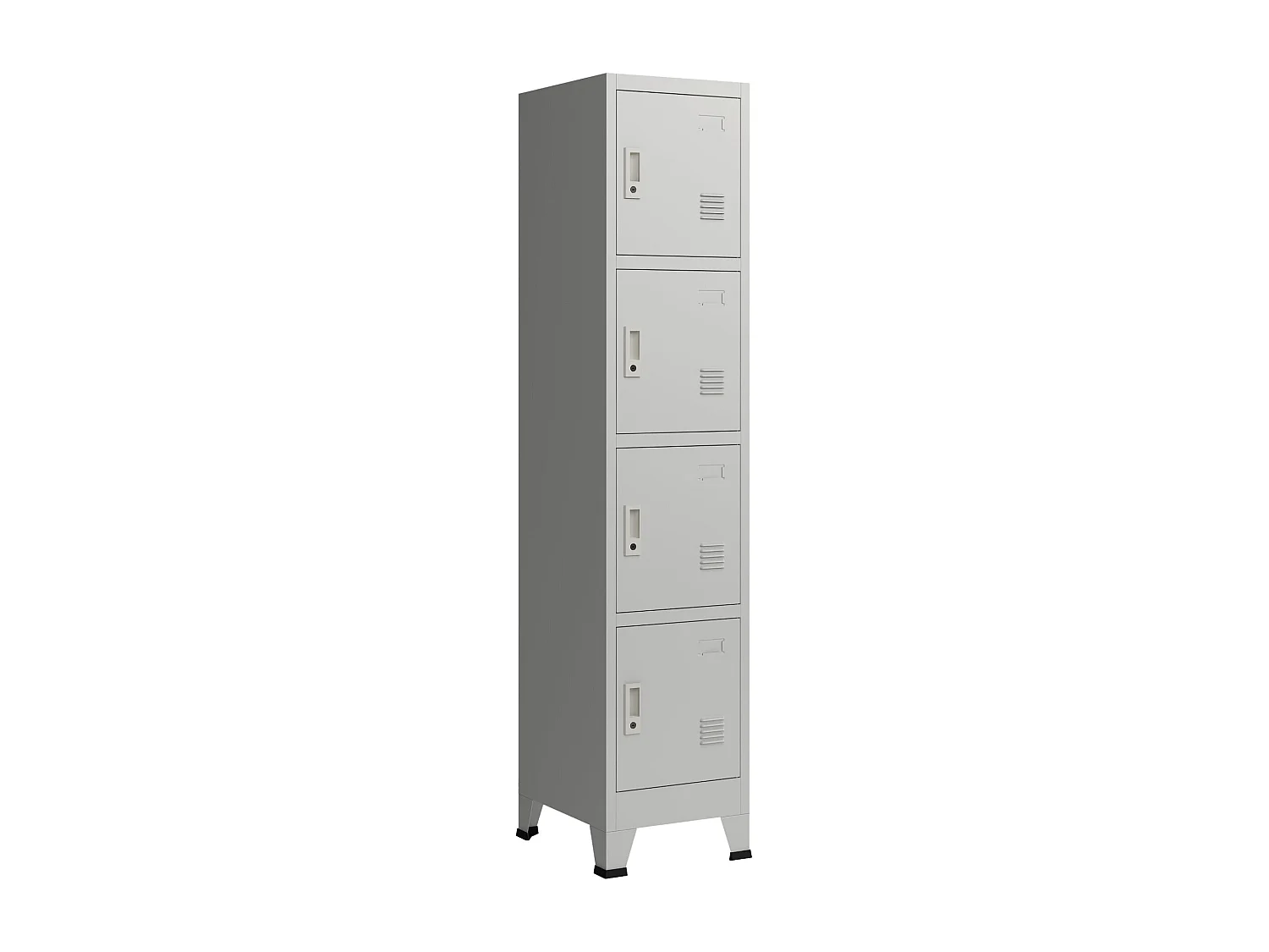 Armadio spogliatoio da ufficio per ufficio, officina, camera da letto, acciaio metallico con 4 ante in acciaio laccato 180 x 38 x 45 cm grigio 03_0006348