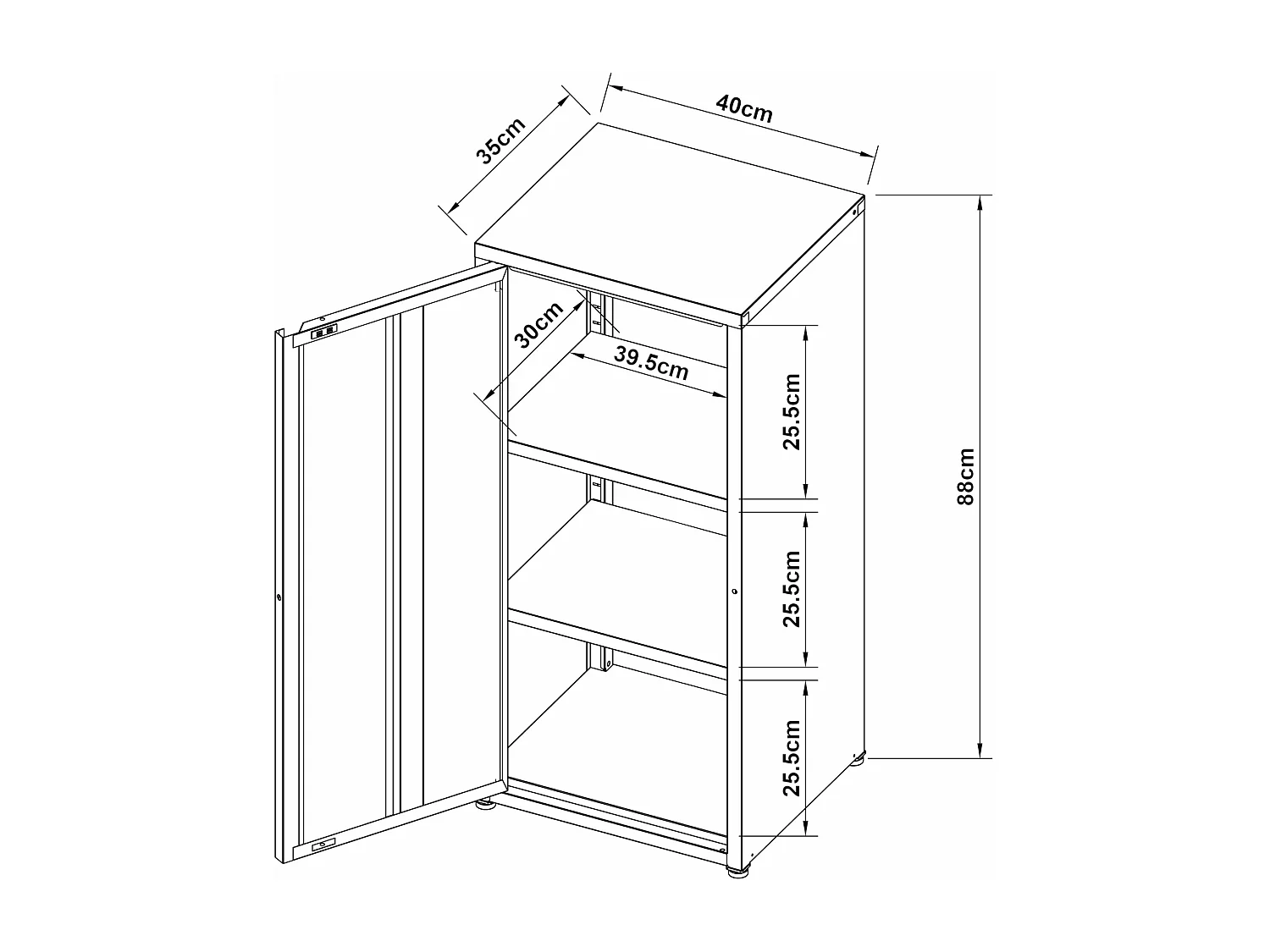Armoire métallique acier 88 blanche 40 x 35 x 88 cm 03_0006356