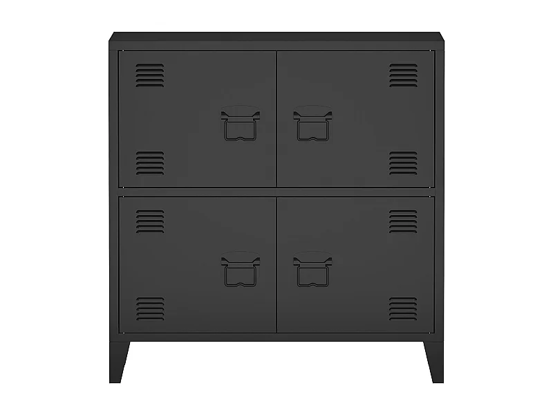 Armadio da ufficio armadietto da ufficio mobiletto per soggiorno ufficio camera da letto officina in metallo con 4 ante in acciaio 82 x 80 x 40 cm nero 03_0006327