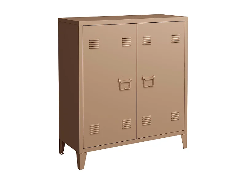 Armário de armário de escritório para oficina de escritório quarto metal escritório aço com 2 portas 90 x 80 x 33 cm marrom claro fosco 03_0006340