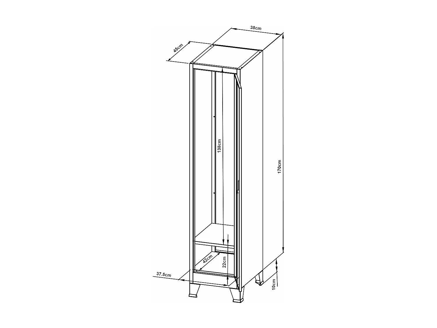 Casier de bureau armoire grise 38 x 45 x 180 cm 03_0006345