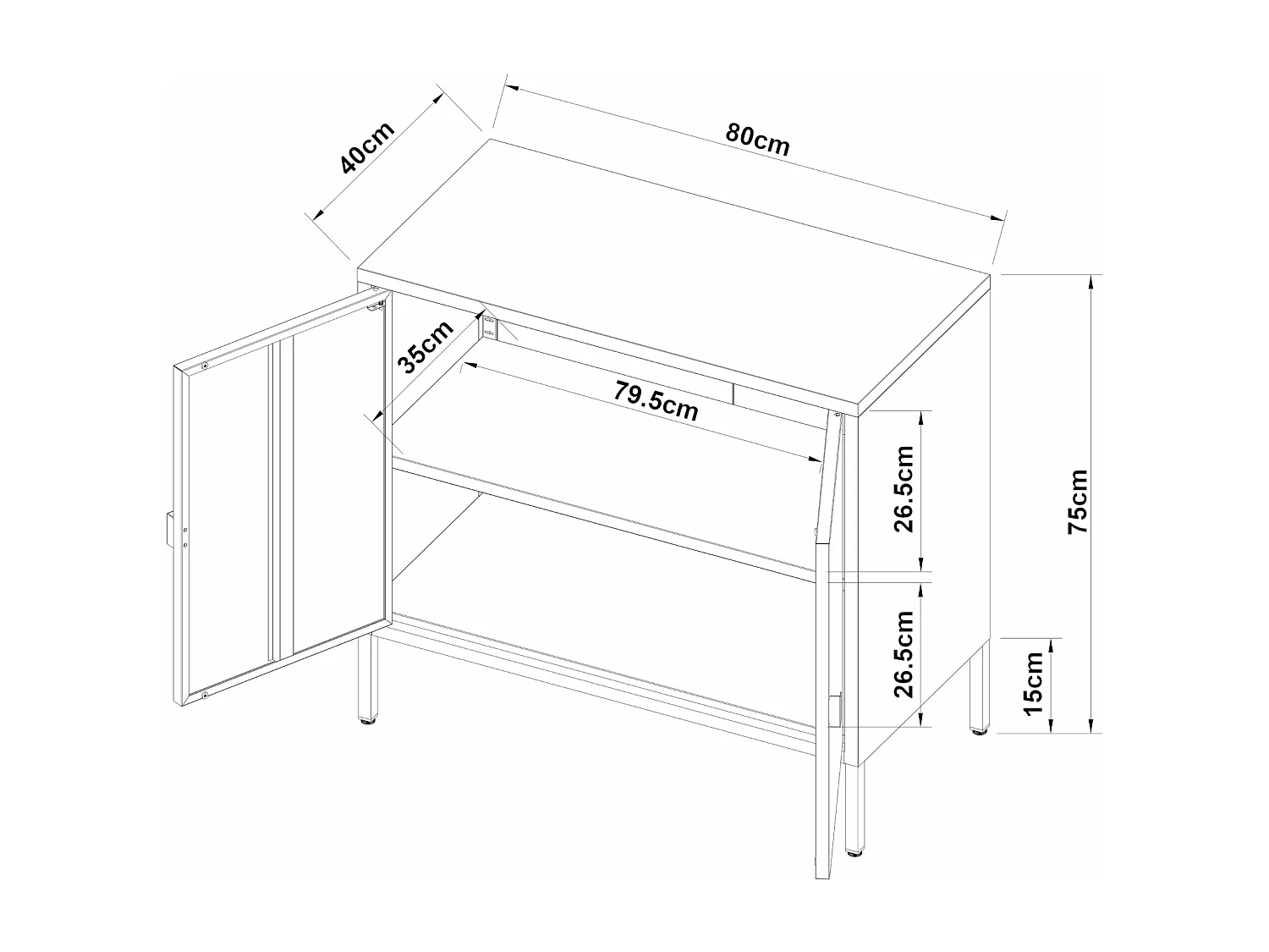 Armoire de bureau casier grise 80 x 40 x 75 cm 03_0006320
